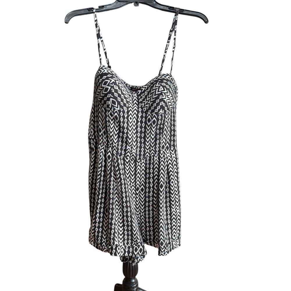 Material Girl Black and White Textured Romper